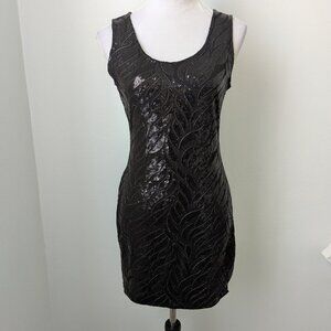 Aqua Black Sleeveless Sequin Dress, Medium